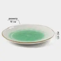 Тарелка Доляна &laquo;Космос&raquo;, d=19 см, фарфор, белая, зелёная