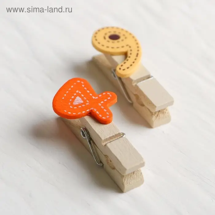 Прищепки декоративные «Цифры и знаки» набор 10 шт.