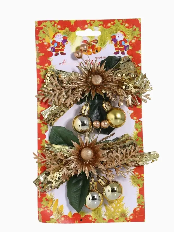 Ёлочные игрушки 2 шт. &laquo;Зимнее волшебство. Зимнее чудо&raquo; пластик, цветок шарики, 12&times;11 см, золото