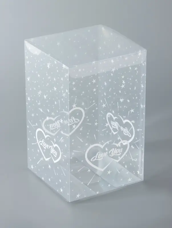 Складная прозрачная коробка из PVC, для упаковки подарков, LOVE YOU, 11&times;11&times;18 см