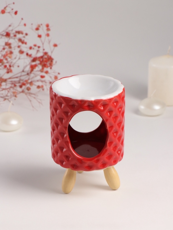 Аромалампа керамика на ножках Аромалампа керамика на ножках "Ромбики" оранж 8,2х8,2х12 см