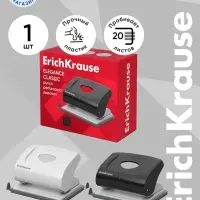 Дырокол ErichKrause Elegance, до 20 листов, диаметр прокола 5.5 мм, расстояние между проколами 80 мм, МИКС