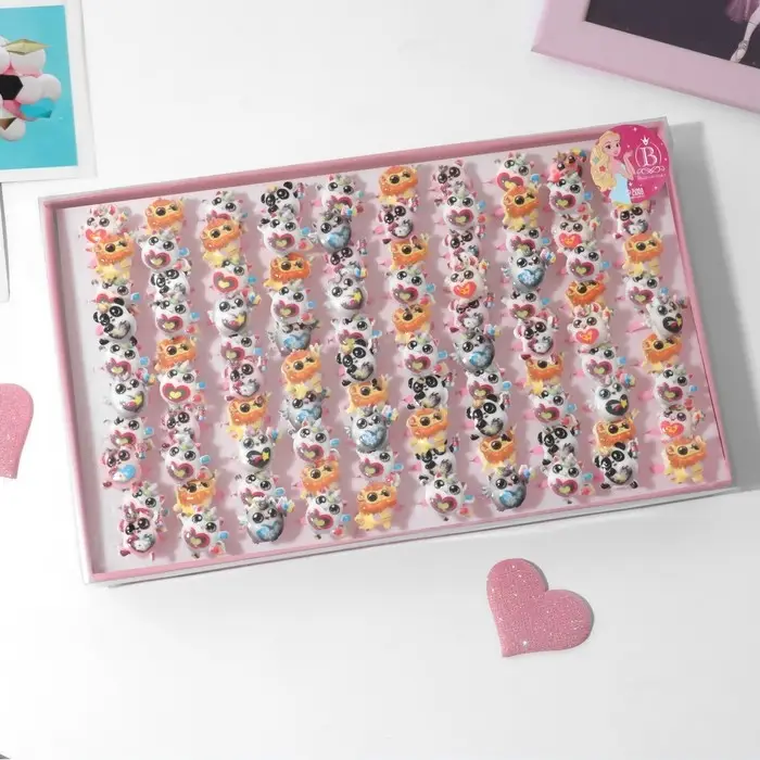 Кольцо детское «Выбражулька» весёлые зверюшки, форма МИКС, цветное Кольцо детское «Выбражулька» весёлые зверюшки, форма МИКС, цветное