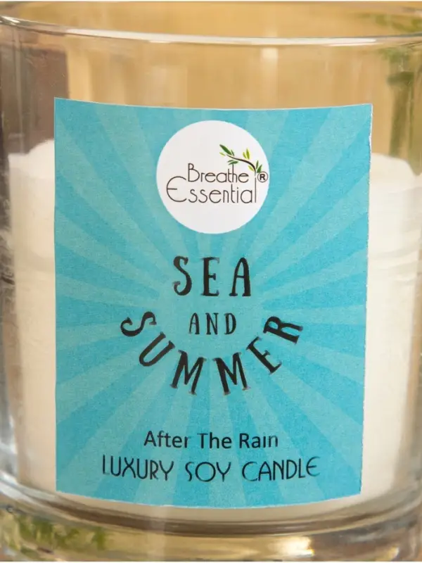 Свеча с кристаллом внутри Sea and Summer After the rain, 120 г, соевый воск, после дождя