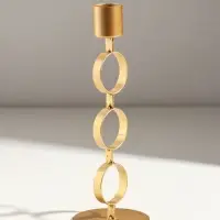 Подсвечник металл на 1 свечу "Три кольца" d=2,5 см золото 7,5х7,5х21 см