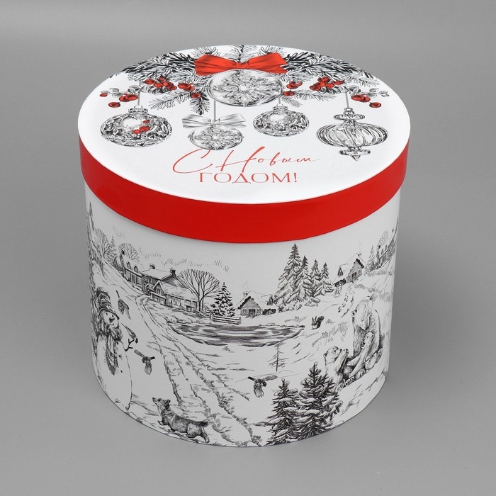 Коробка подарочная круглая «С Новым годом!», 19.5 х 22 см, Новый год Коробка подарочная круглая «С Новым годом!», 19.5 х 22 см, Новый год
