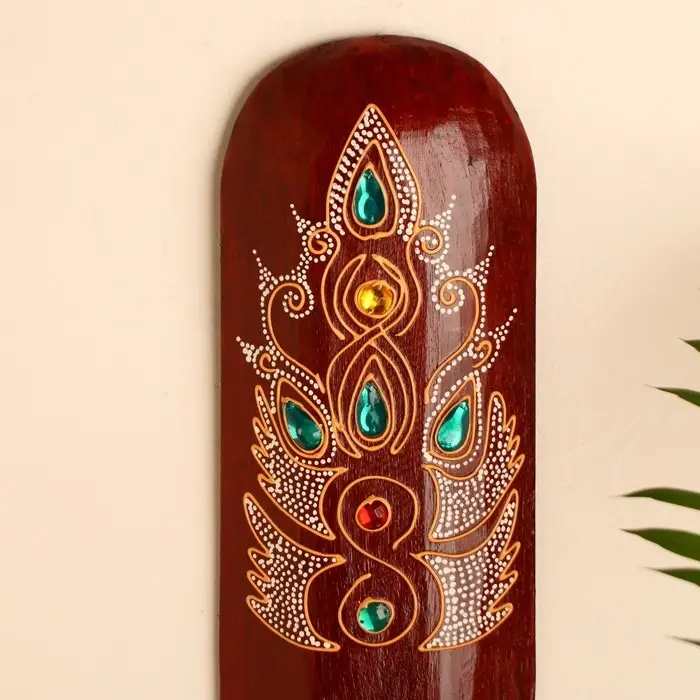 Маска настенная дерево Маска настенная дерево "Абориген коричневый со стразами" 3х12х50 см