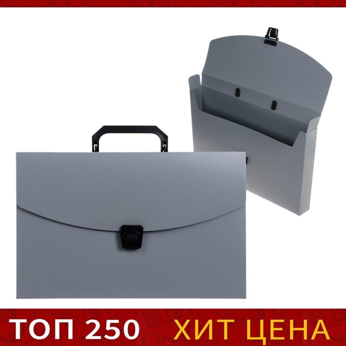 Папка-портфель А4, 1 отделение, 700 мкм, Calligrata, до 300 листов, серая Папка-портфель А4, 1 отделение, 700 мкм, Calligrata, до 300 листов, серая