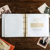 Родословная книга &laquo;Семейная&raquo;, с деревянным элементом, 84 страницы, 24.5&times;23&times;4 см