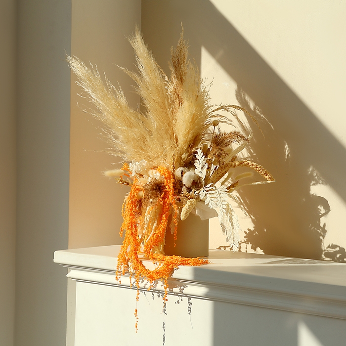 Сухие цветы амаранта, 100 г, размер листа: от 50 до 60 см, цвет оранжевый Сухие цветы амаранта, 100 г, размер листа: от 50 до 60 см, цвет оранжевый