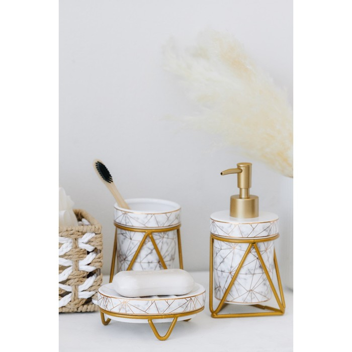 Набор для ванной комнаты SAVANNA «Геометрика», 3 предмета (мыльница, дозатор для мыла 290 мл, стакан), цвет белый Набор для ванной комнаты SAVANNA «Геометрика», 3 предмета (мыльница, дозатор для мыла 290 мл, стакан), цвет белый