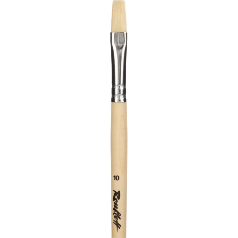 Кисть художеств. Roubloff щетина,жесткая,плоская,№10 длинн.ручка,ЖЩ2-10,02Б