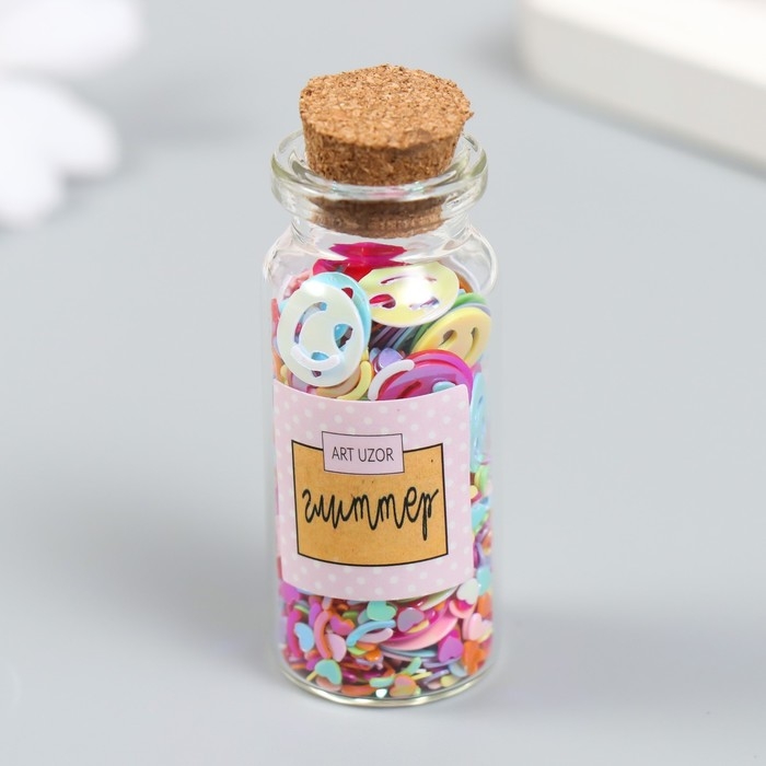 Глиттер в баночке Глиттер в баночке "Влюблённый радужный смайлик" набор 6 гр 5х2х2 см