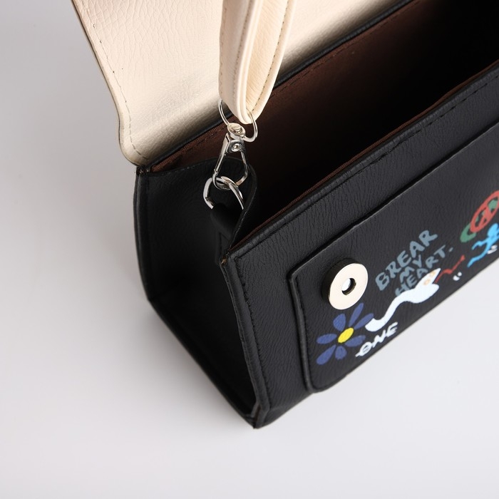 Сумка женская-мессенджер, цвет черный с белым 18,5*13*8 см Сумка женская-мессенджер, цвет черный с белым 18,5*13*8 см