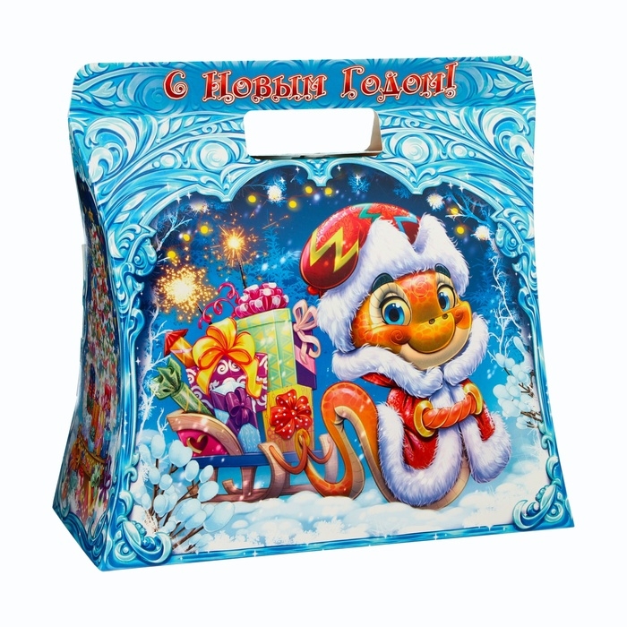 Новый год. Подарочная коробка Новый год. Подарочная коробка "Сумка со змеей" 24,5 х 11,5 х 23 см.
