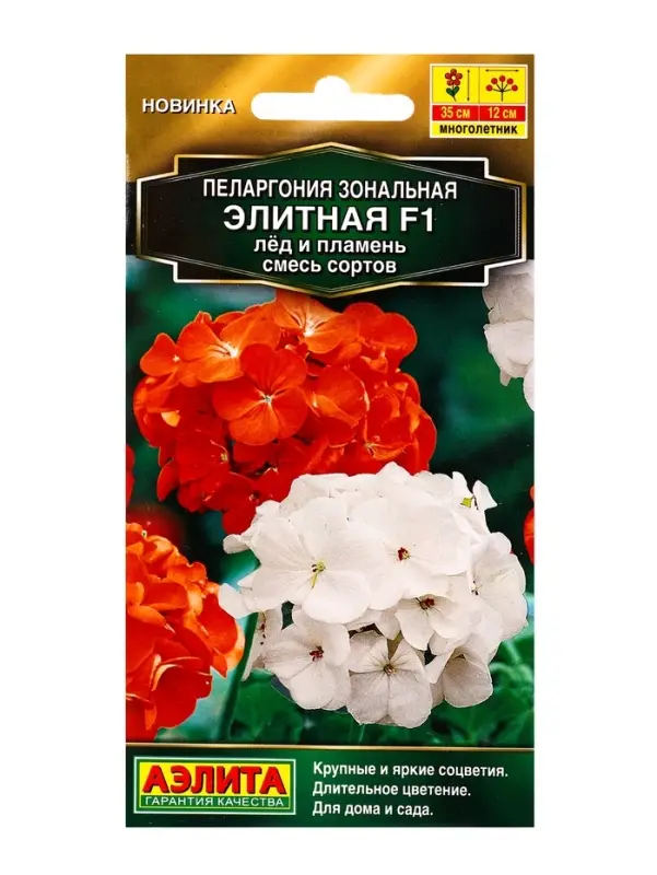 Семена цветов Пеларгония Элитная F1 лёд и пламень, смесь сортов Мн Золотая серия, Ц/П,5 шт.