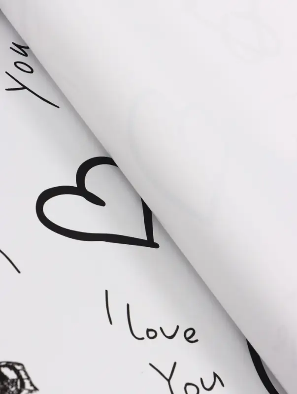 Плёнка флористическая для цветов &laquo;Бабочки и сердца&raquo;, белый с чёрным, 57&times;57 см