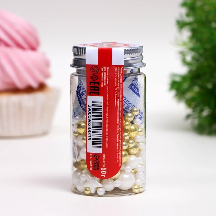 Посыпка кондитерская &laquo;Детский праздник&raquo;, бело-золотая, 50 г