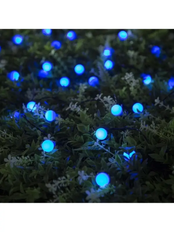 Гирлянда &laquo;Нить&raquo;, 4.5 м, уличная, с насадками &laquo;Шарик&raquo;, IP44, 30 LED, 2 режима, солнечная батарея, тёмная нить, свечение синие