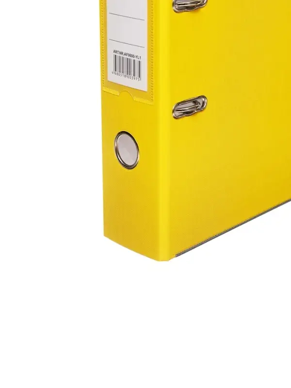 Папка-регистратор А4, 75 мм, ПВХ, тиснение &laquo;лен&raquo;, металлическая окантовка, карман на корешок, собранная, желтая