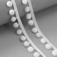 Тесьма декоративная с помпонами, 25&plusmn;5 мм, 8&plusmn;0.5 м, белая