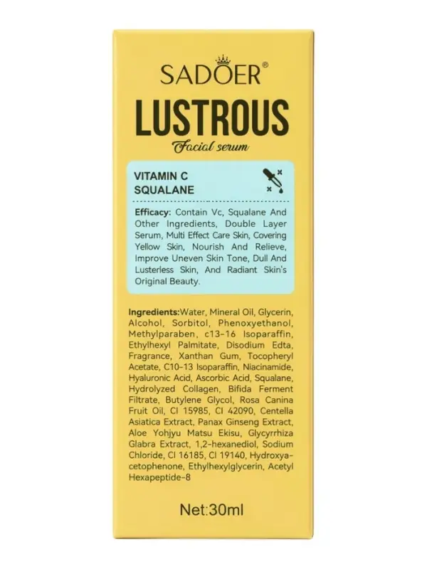 Увлажняющая сыворотка для лица Sadoer с Витамином С и скваланом, 30 мл