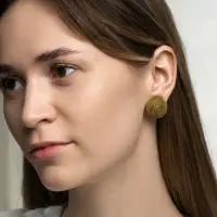 Серьги клипсы для ушей QF &laquo;Круг в рубчик&raquo;, цвет чернёное золото