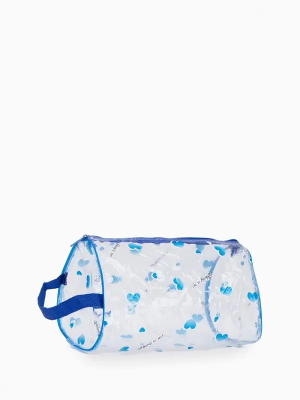 Косметичка - пенал на молнии, с ручкой, с принтом, прозрачная, МИКС