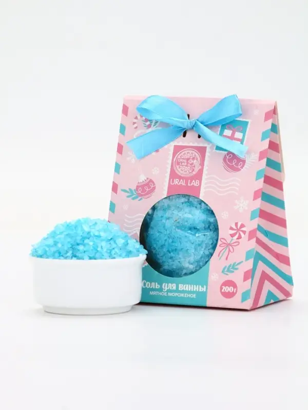 Соль для ванны, 200 г, аромат мятное мороженое, URAL LAB Соль для ванны, 200 г, аромат мятное мороженое, URAL LAB