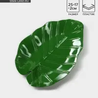 Блюдо для подачи &laquo;Лист&raquo;, пластик, 25&times;17&times;2 см, зелёное