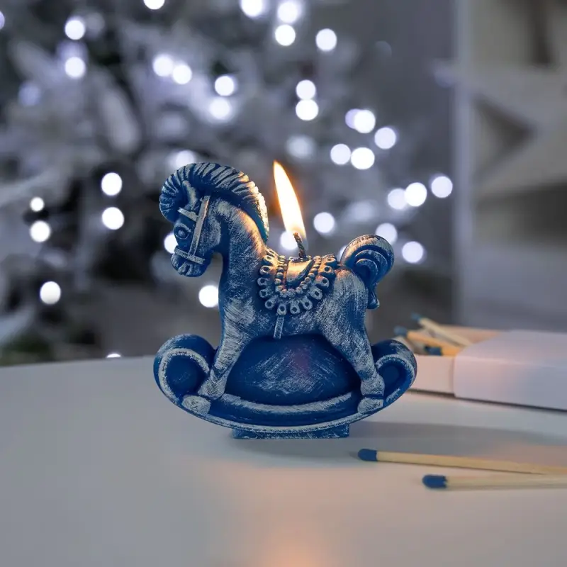 Свеча фигурная «Лошадка-качалка», синяя Свеча фигурная «Лошадка-качалка», синяя