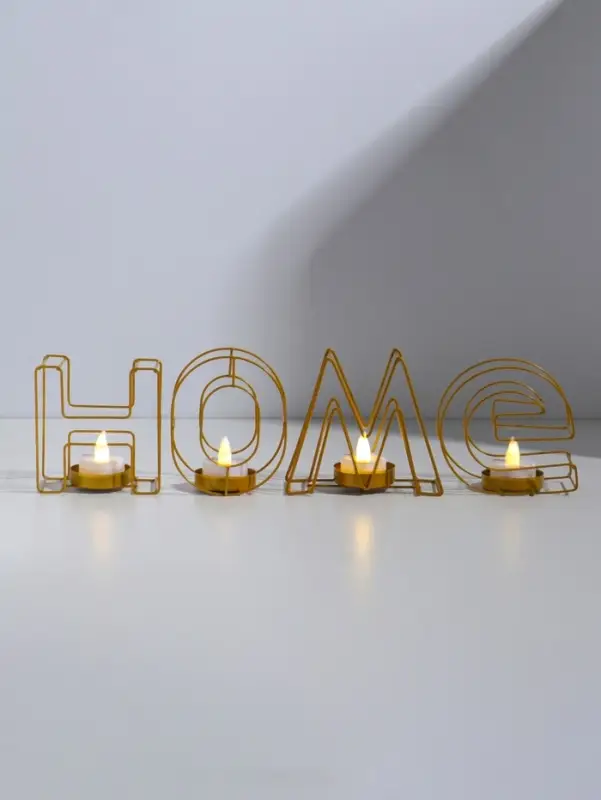 Подсвечник металлический на 4 свечи TAKE IT EASY, Home, 13.5&times;42 см, золото