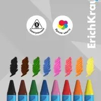 Восковые мелки 8цв, ErichKrause "Kids Space Animals", трехгр, европодвес