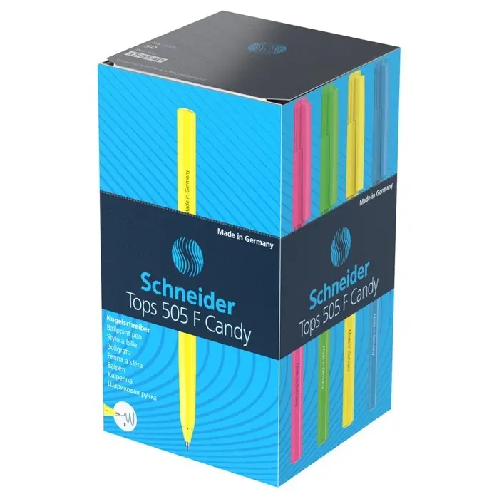 Ручка шариковая Schneider "Tops 505 F Candy", узел 0.8 мм, синие чернила, яркий корпус, неон МИКС