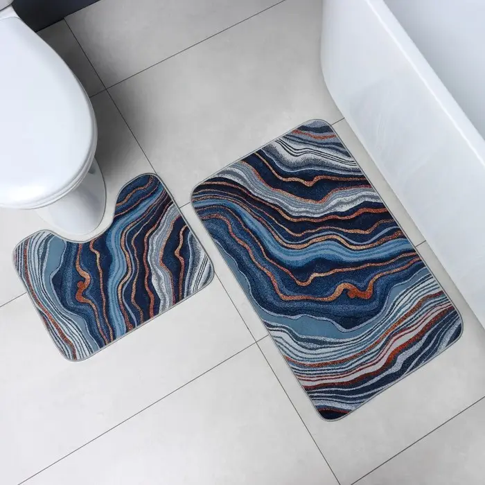 Коврики для ванной и туалета Доляна &laquo;Каменная лагуна&raquo;, 2 шт., 50&times;80 см, 50&times;40 см