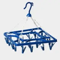 Сушилка для белья подвесная квадратная Доляна, 24 прищепки, синяя