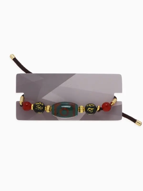 Браслет-оберег &laquo;Бусина Дзи&raquo;, на шнурке, овал, цветной, d=7 см