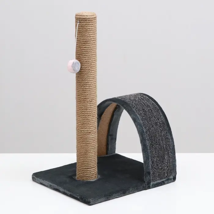 Когтеточка &laquo;Столбик&raquo;, 35&times;30&times;54 см, с дугой и игрушкой, МИКС
