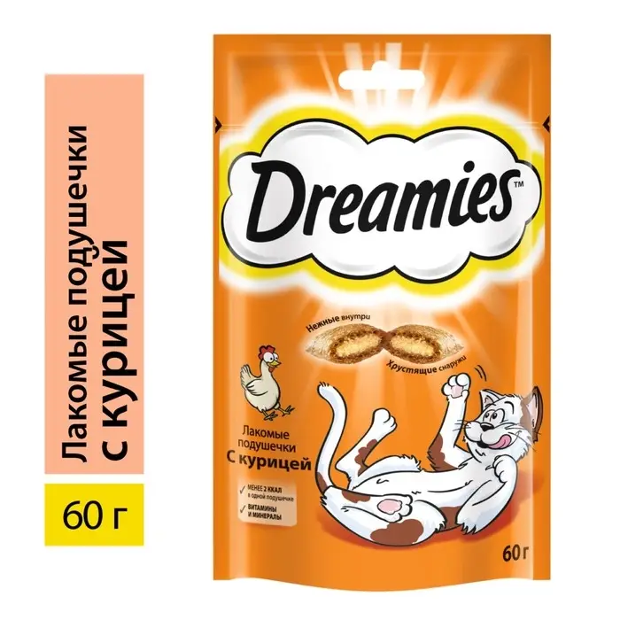 Лакомство Dreamies для кошек, курица, 60 г Лакомство Dreamies для кошек, курица, 60 г