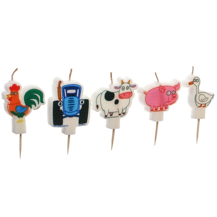 Свеча в торт набор, Синий трактор, набор 5шт Свеча в торт набор, Синий трактор, набор 5шт