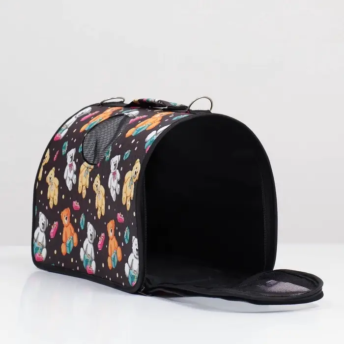 Сумка - переноска &laquo;Плюшевые медведи&raquo;, размер S, 37&times;15&times;22 см, каркасная