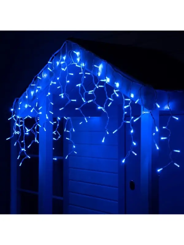 Гирлянда &laquo;Бахрома&raquo; 3&times;0.6 м, IP65, УМС, белая нить каучук, 108 LED, свечение синее, 220 В