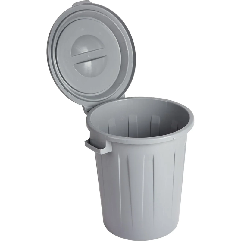 Бак для отходов 60л пластик, серый с крышкой_СПБ