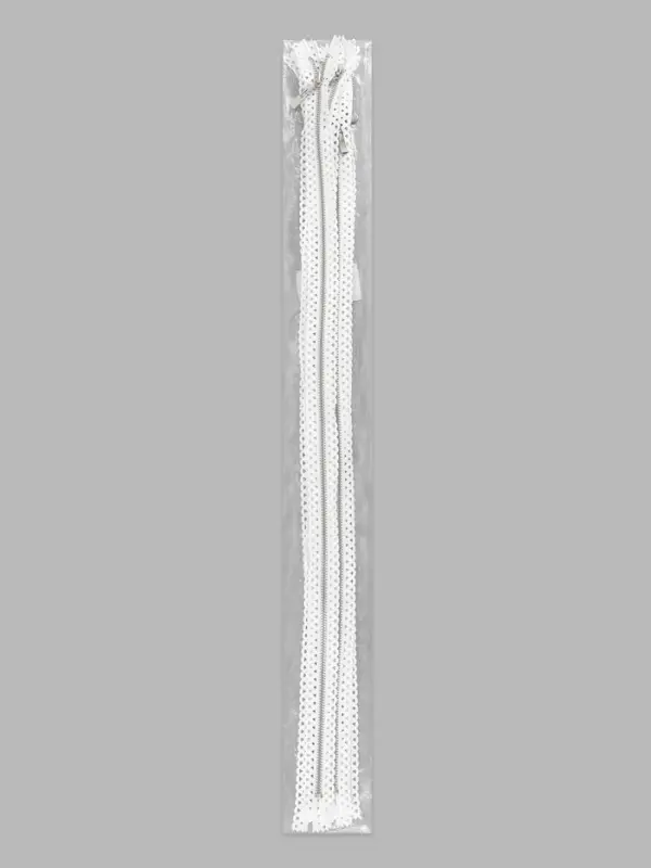 Молния металлическая, №3, неразъёмная, замок автомат, 60 см, звенья цвет никель, белая