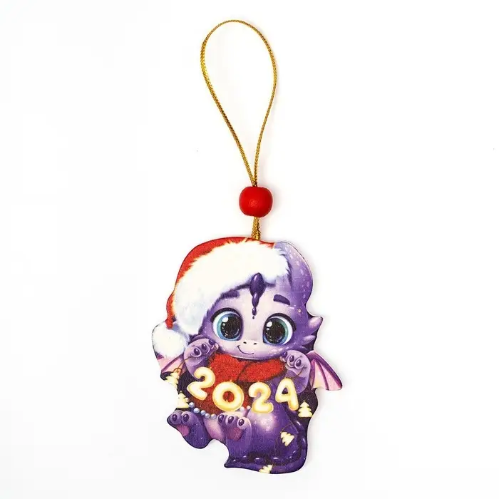 Ёлочная игрушка - подвеска деревянная «Новый год! Дракончик в шапочке» Ёлочная игрушка - подвеска деревянная «Новый год! Дракончик в шапочке»