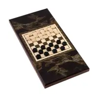 Нарды деревянные большие с шашками, настольная игра "Лев и луна" , 60 х 60 см