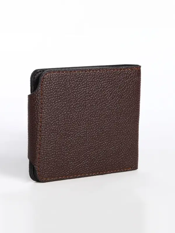 Портмоне мужское на кнопке, коричневое
