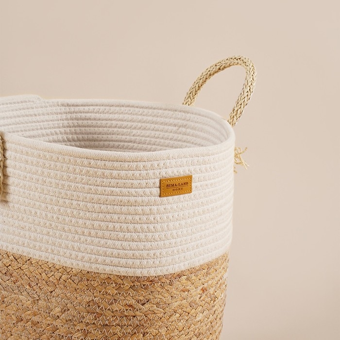 Корзина для белья плетеная круглая SL Home Orden, 35×40 см, хлопок, гиацинт Корзина для белья плетеная круглая SL Home Orden, 35×40 см, хлопок, гиацинт