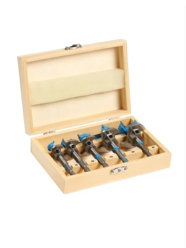 Набор сверл Форстнера ТУНДРА, регулируемая глубина, 15-20-25-30-35 мм, цилиндр. хвостовик