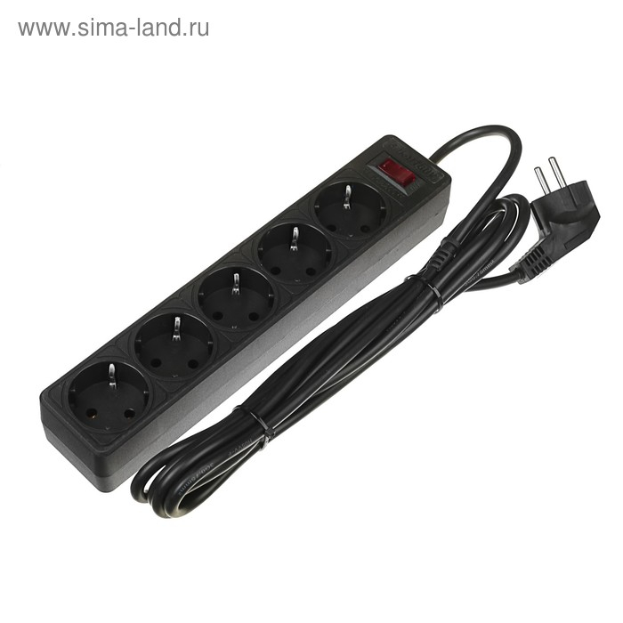 Сетевой фильтр Smartbuy One, 5 розеток, 3 м, 10 А, 2200 Вт, с з/к, черный Сетевой фильтр Smartbuy One, 5 розеток, 3 м, 10 А, 2200 Вт, с з/к, черный